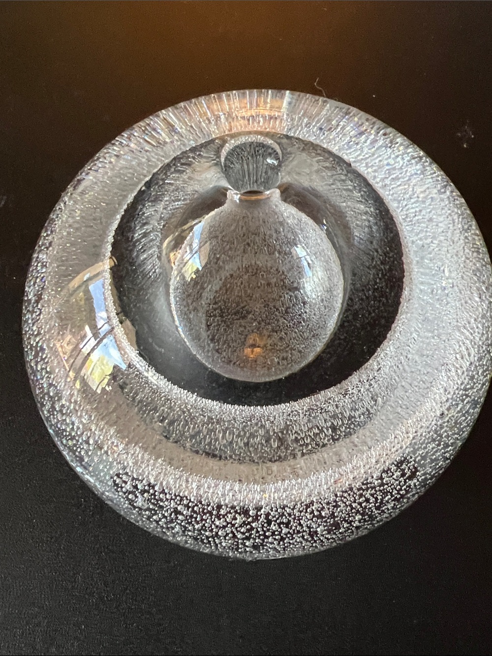 Bubble Vintage Mid Century Modern Round Studio Art Glass Bud Vase MCM